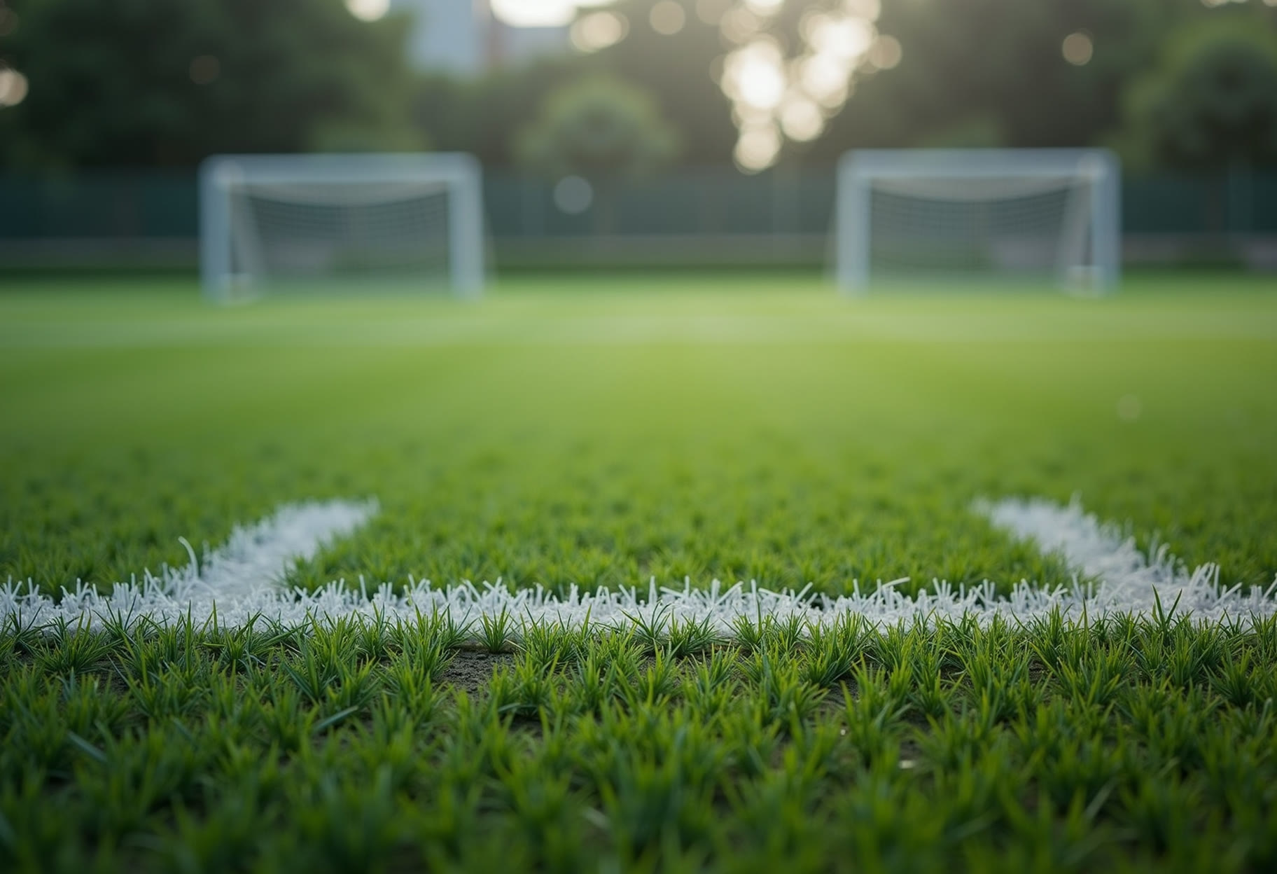 Finished sports field, seams straight